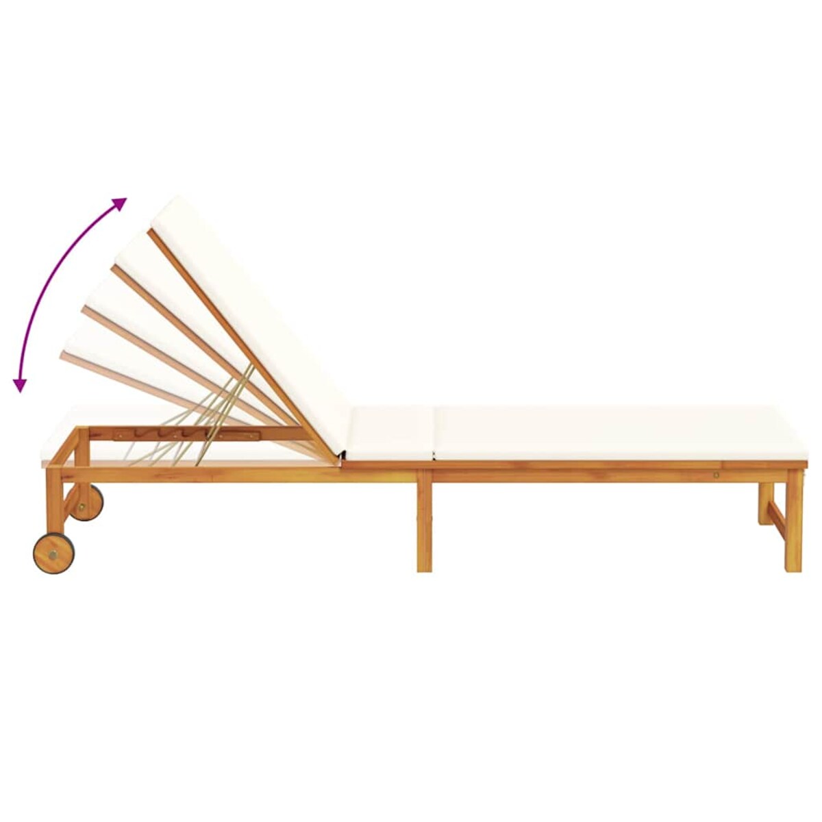 vidaXL Leżak z poduszką Brązowy 53 x 202 x 89cm Lite drewno akacjowe