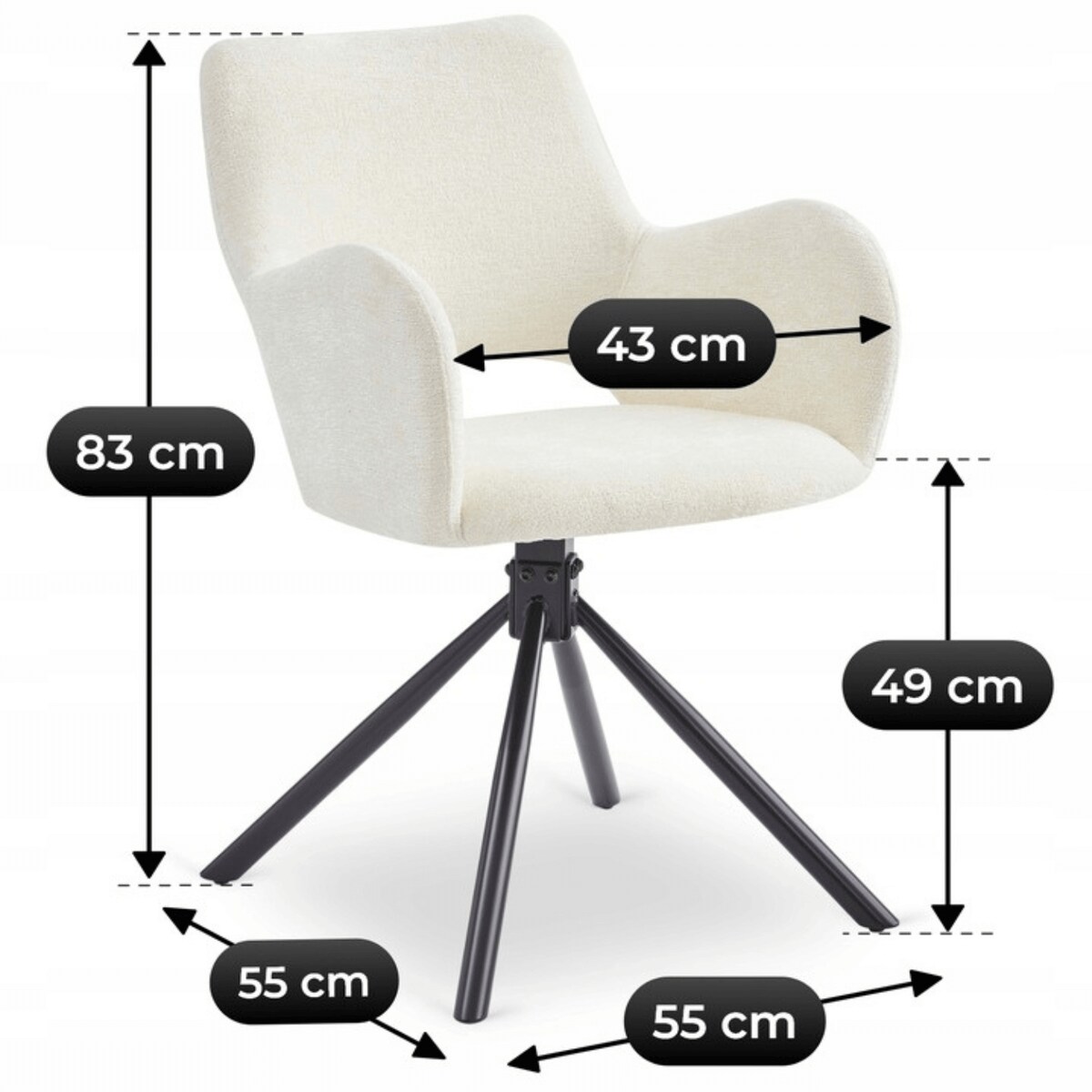 Krzesło Tapicerowane Kuchenne Do Jadalni Salonu Kuchni Baranek Krem FLAV