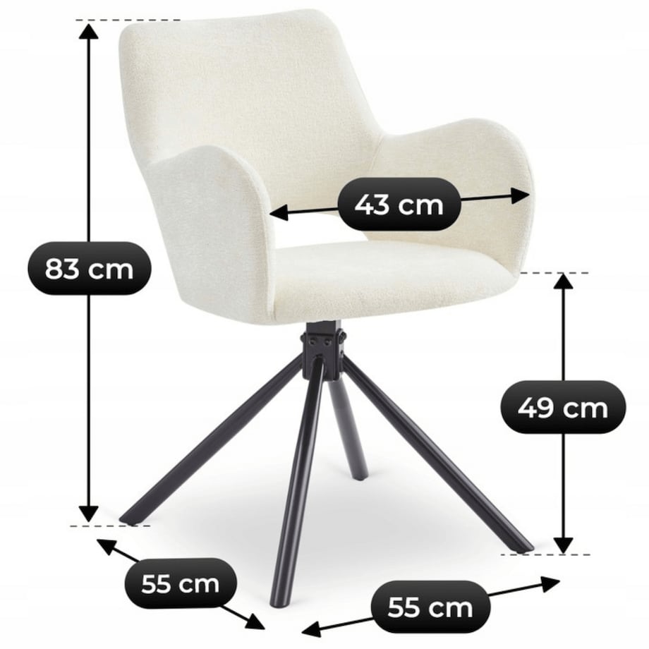 Krzesło Tapicerowane Kuchenne Do Jadalni Salonu Kuchni Baranek Krem FLAV