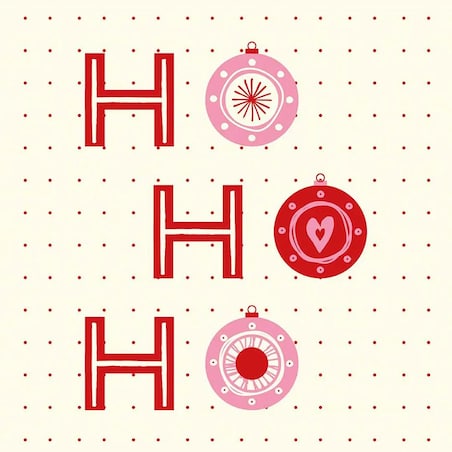 Podkładki świąteczne - HO HO HO - bombki - beżowe tło