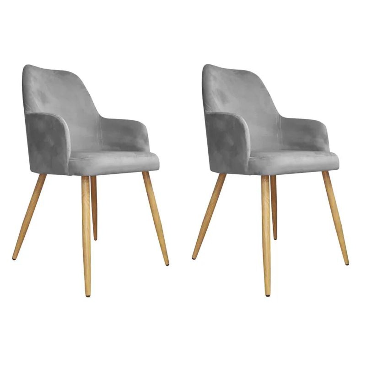 Zestaw krzeseł WEZERA VELVET 2 szt szare/dąb