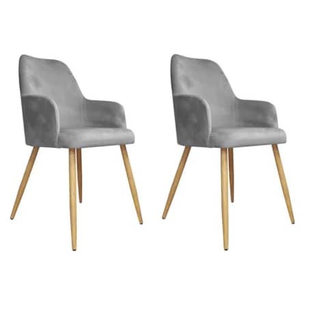 Zestaw krzeseł WEZERA VELVET 2 szt szare/dąb