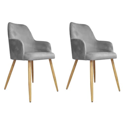 Zestaw krzeseł WEZERA VELVET 2 szt szare/dąb