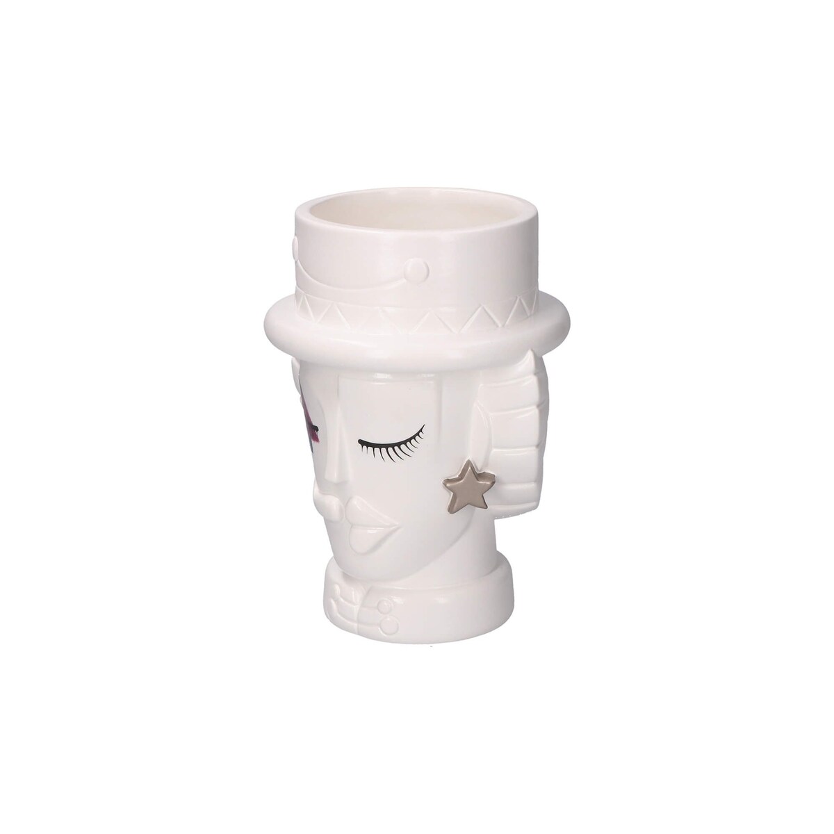 Osłonka na doniczkę "Dziadek do orzechów" Unafestaatema - Biały, 19 cm