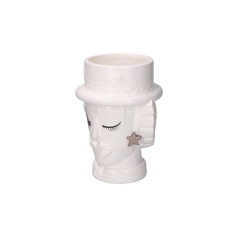 Osłonka na doniczkę "Dziadek do orzechów" Unafestaatema - Biały, 19 cm