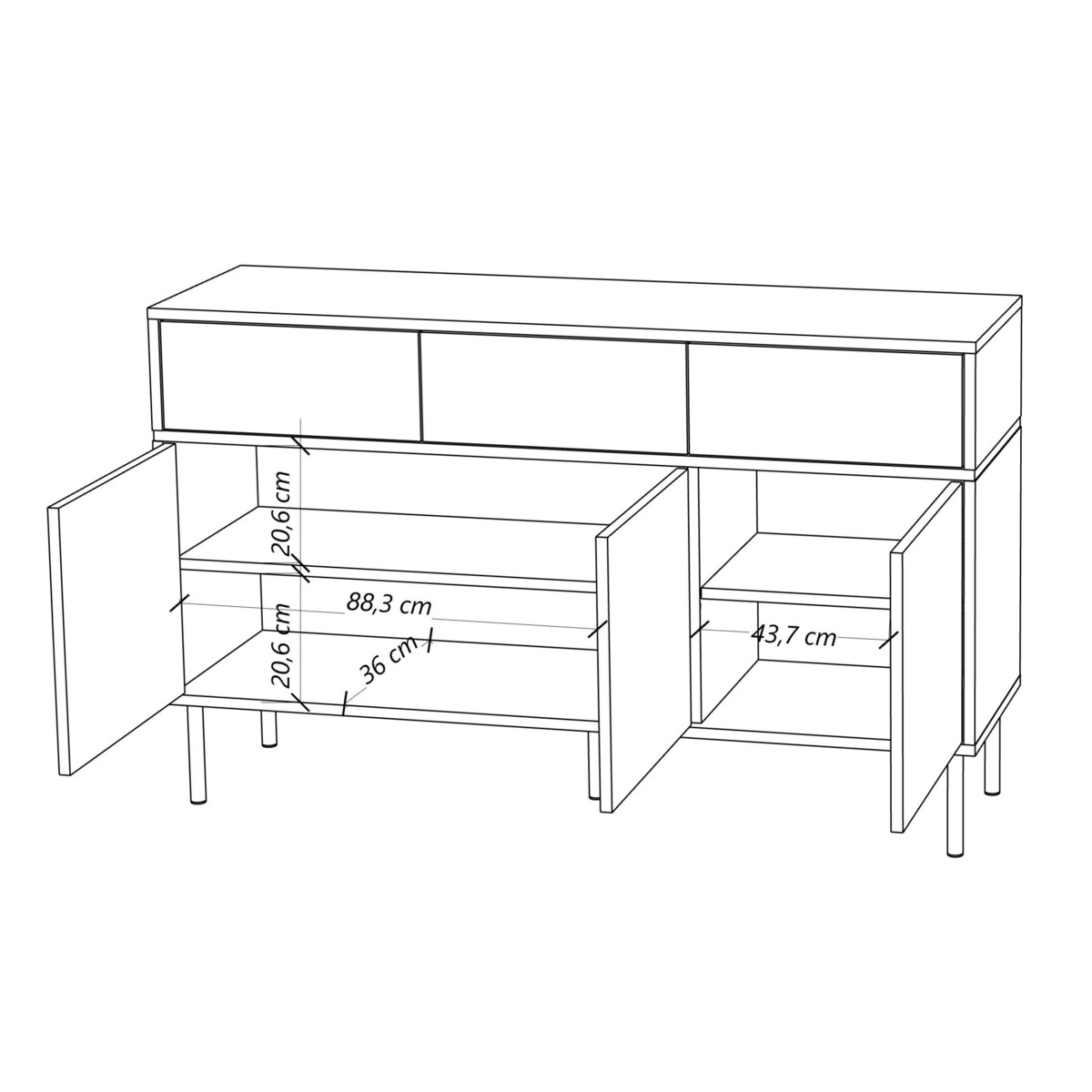 Elegancka biała komoda Dancan MARIKA ze złotymi dodatkami
