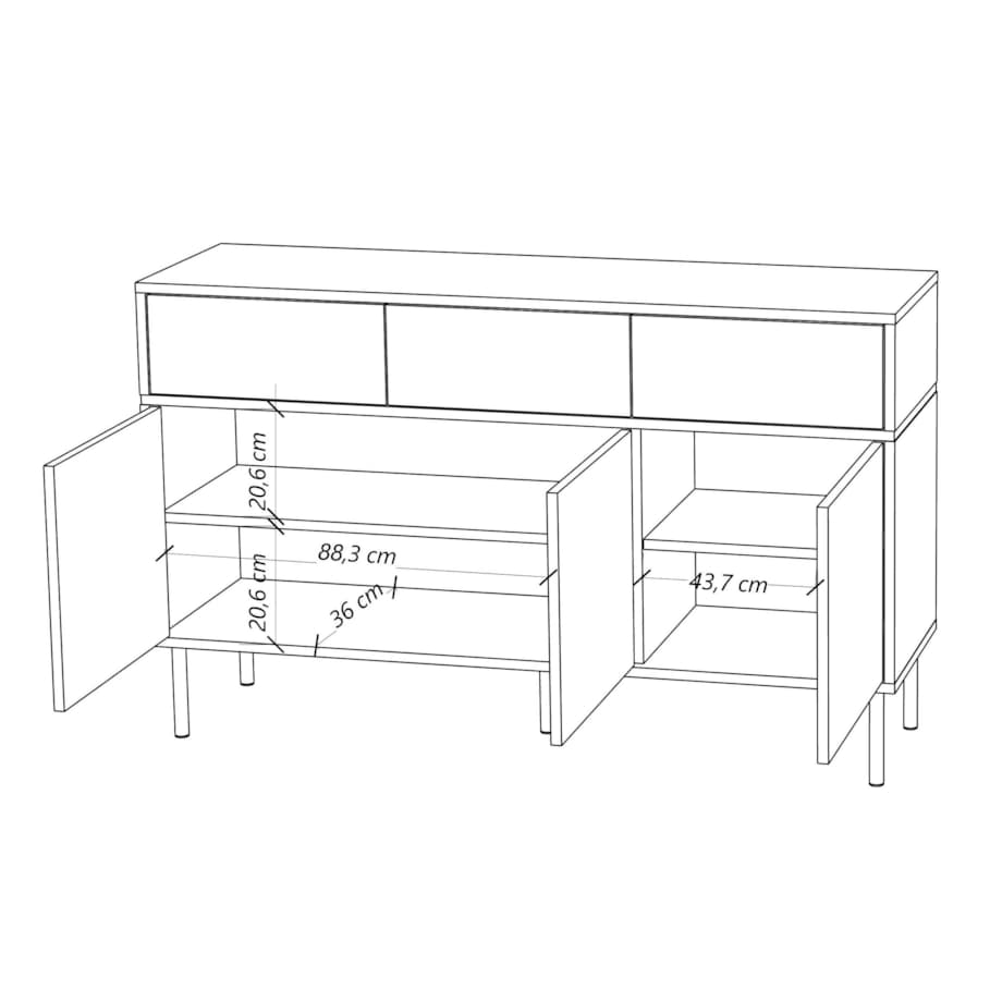 Elegancka biała komoda Dancan MARIKA ze złotymi dodatkami