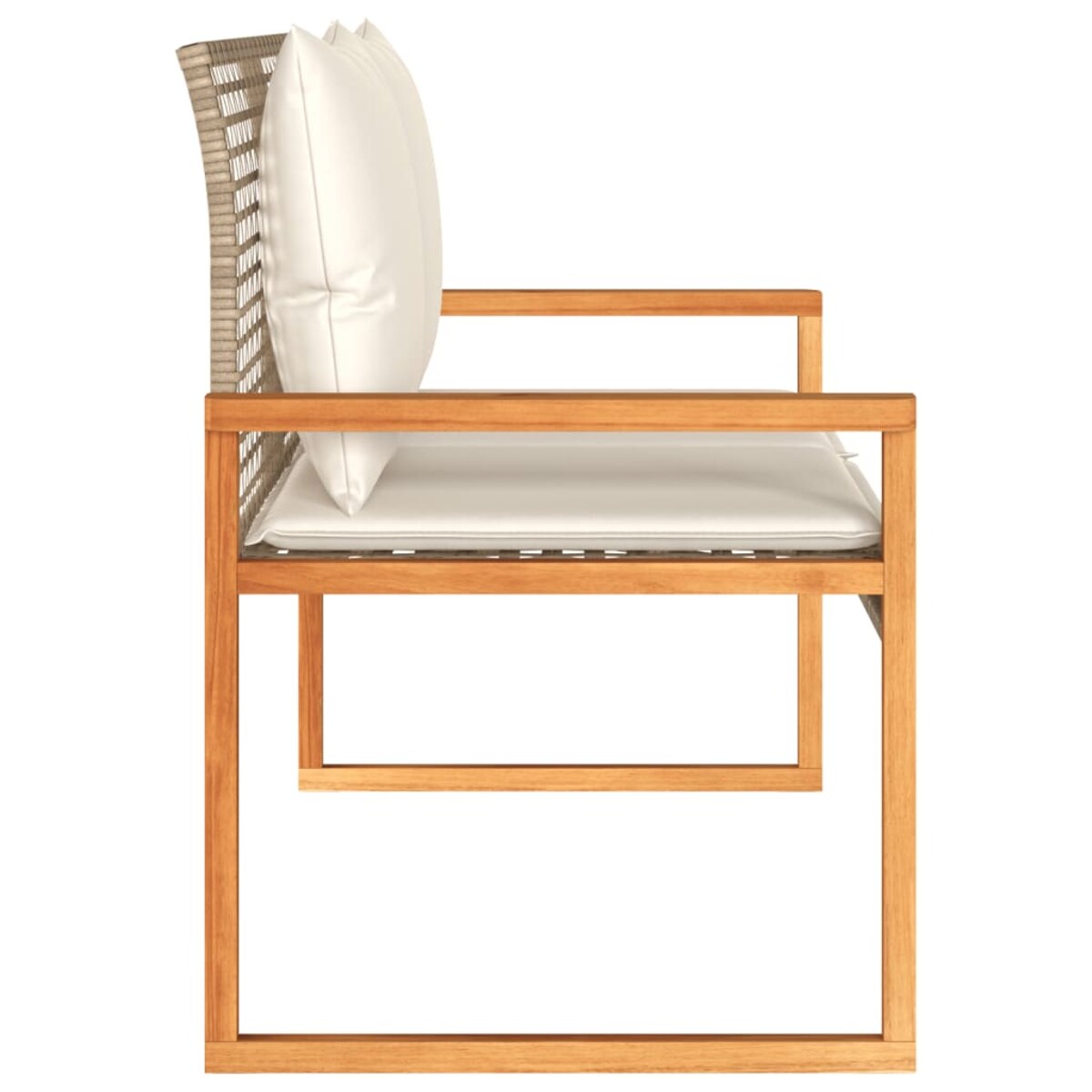 vidaXL Ławka ogrodowa z poduszką, mieszany beż, polirattan i akacja