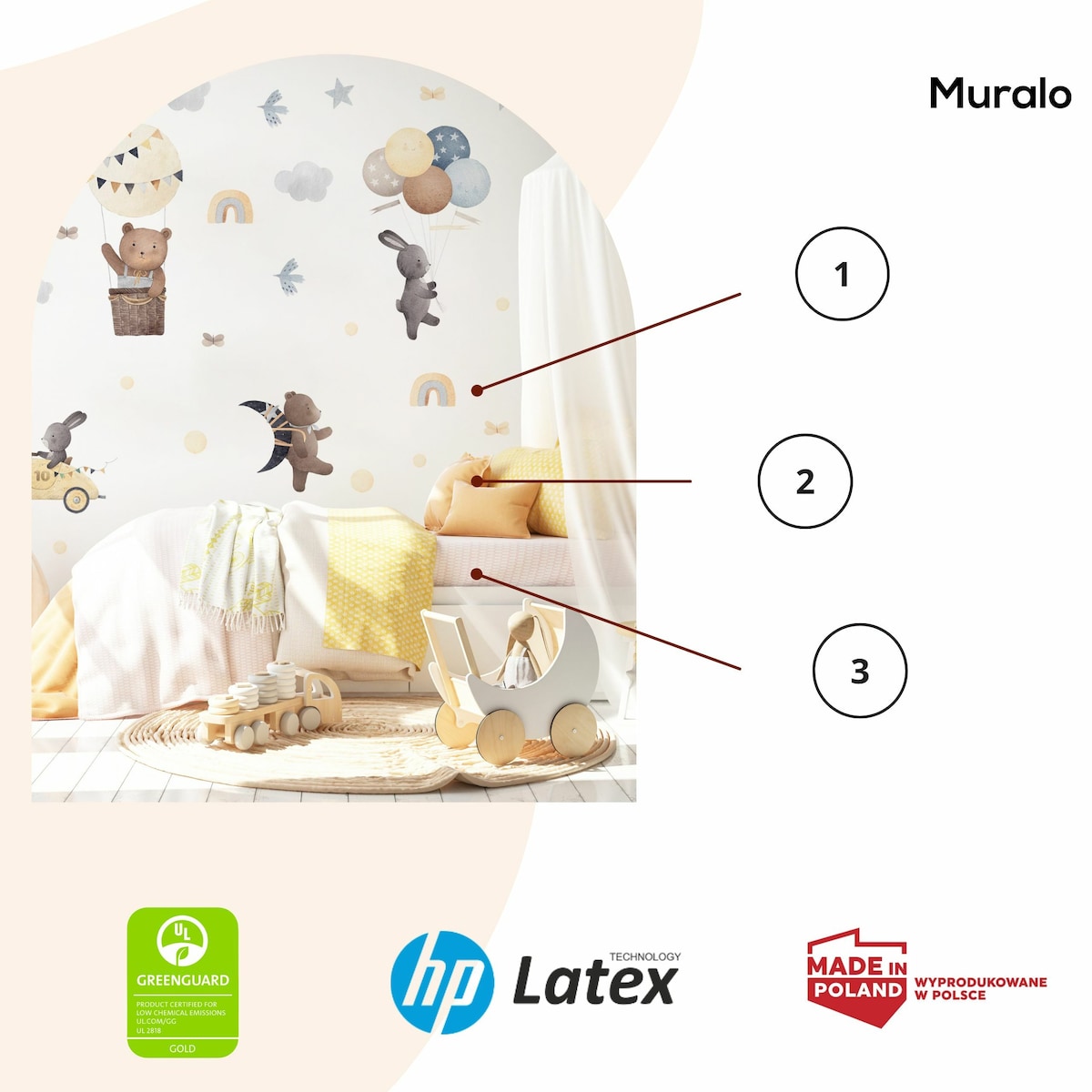 Naklejki Dla Dzieci ZWIERZĘTA Styl Boho Księżyce Gwiazdy Balony ZESTAW