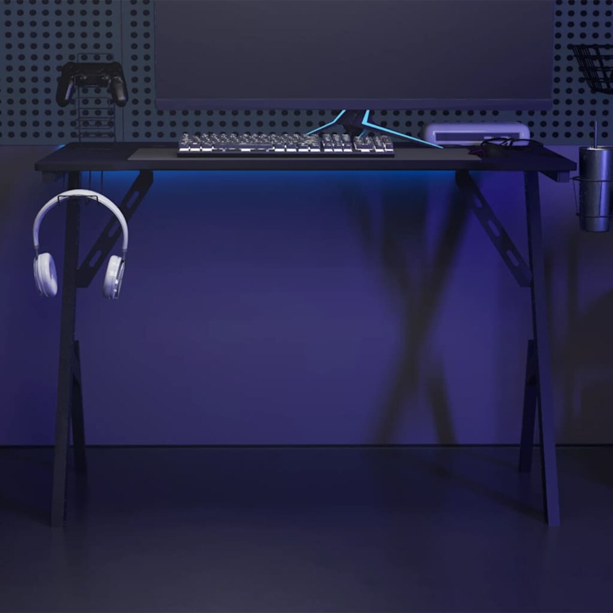 vidaXL Biurko do gier z nogami w kształcie Y, czarne, 110x60x75 cm