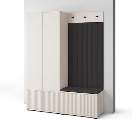 Garderoba ryflowana do przedpokoju Ritmo wersja 1 Trinity 16 Cashmere