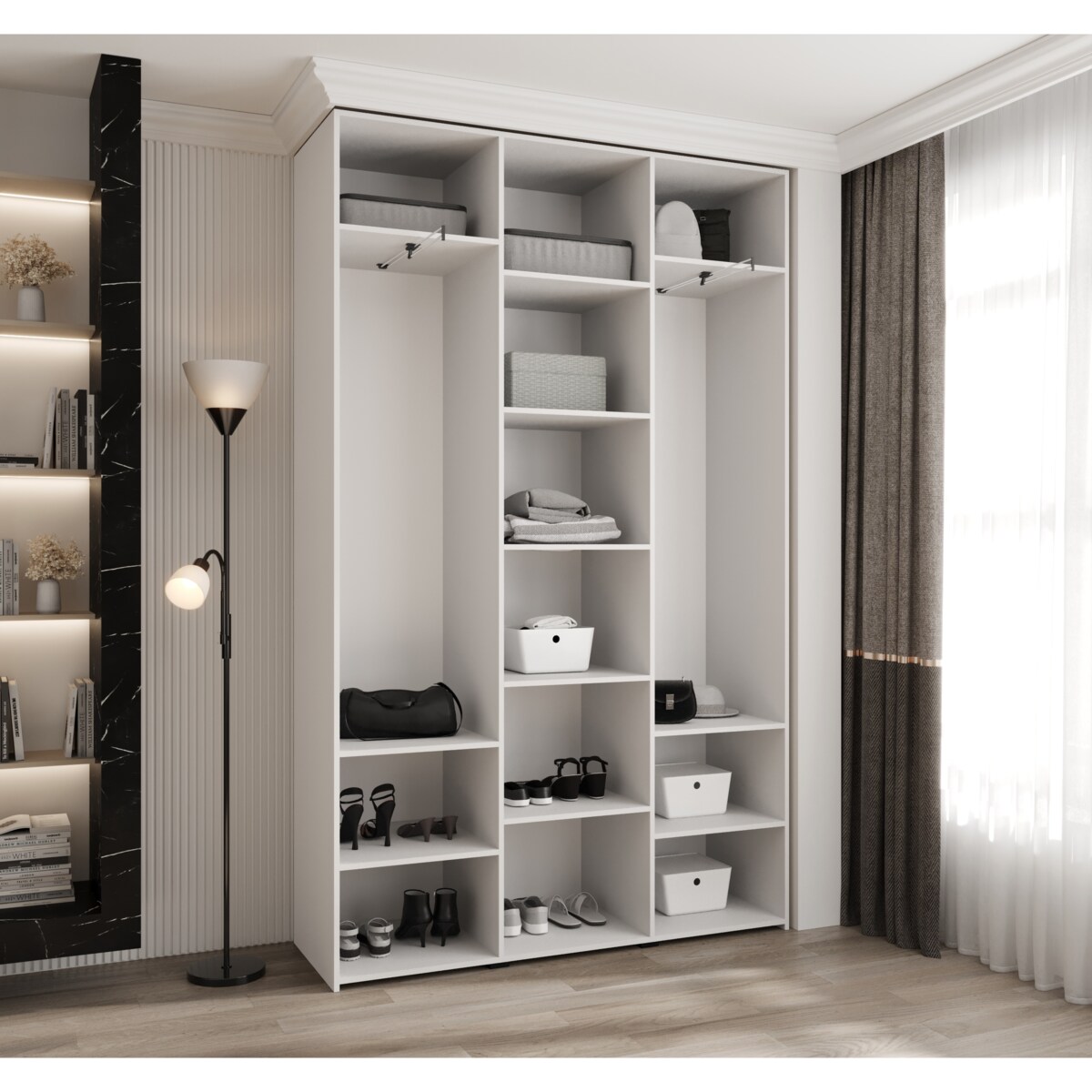 Szafa trzydrzwiowa Como 4 150 gł.40 biały+czarny