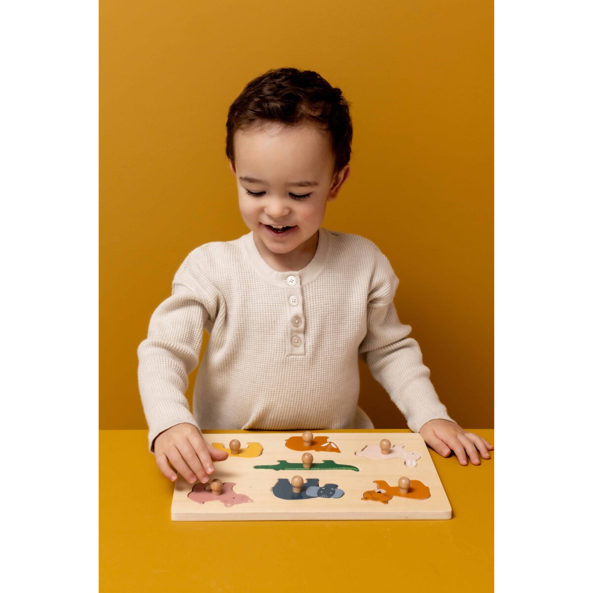 Drewniane puzzle układanka ze zwierzętami 7 elementów - Trixie Baby