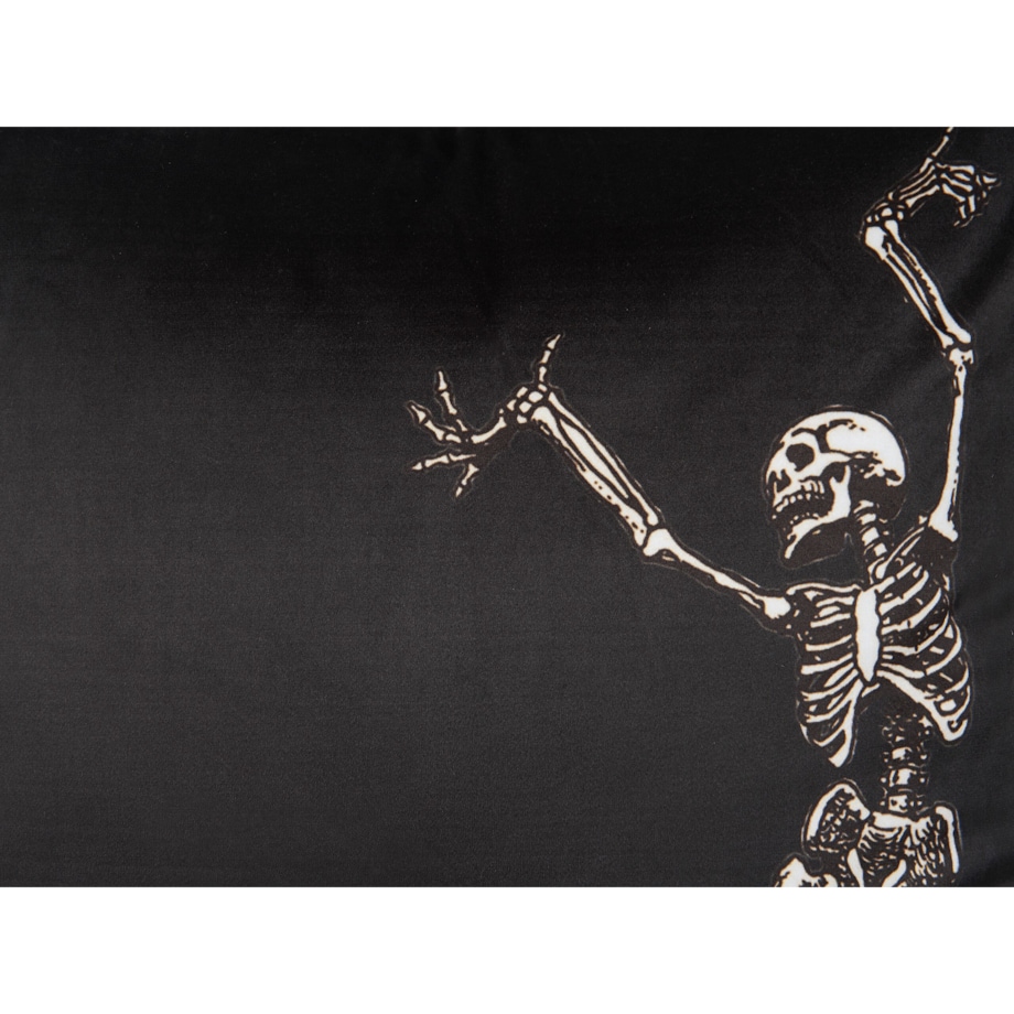 2 welurowe poduszki dekoracyjne z motywem w szkielety 45 x 45 cm czarne MEDVES