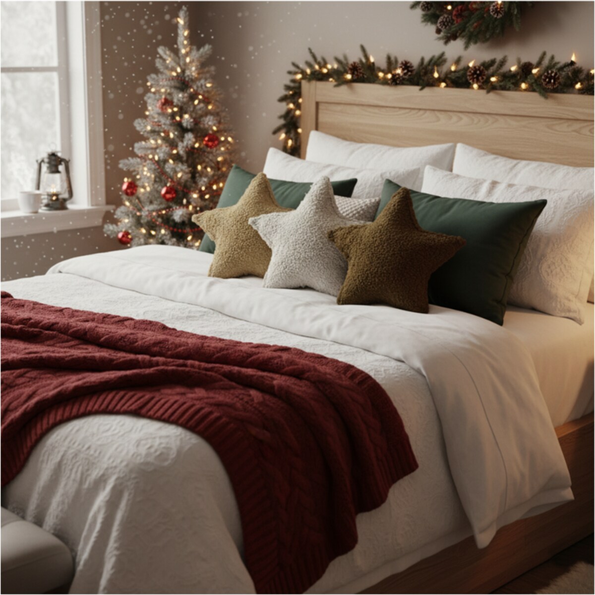 Poduszka Dekoracyjna Świąteczna Gwiazdka 43 Cm Baranek Dekoracja Świąteczna Ozdoba