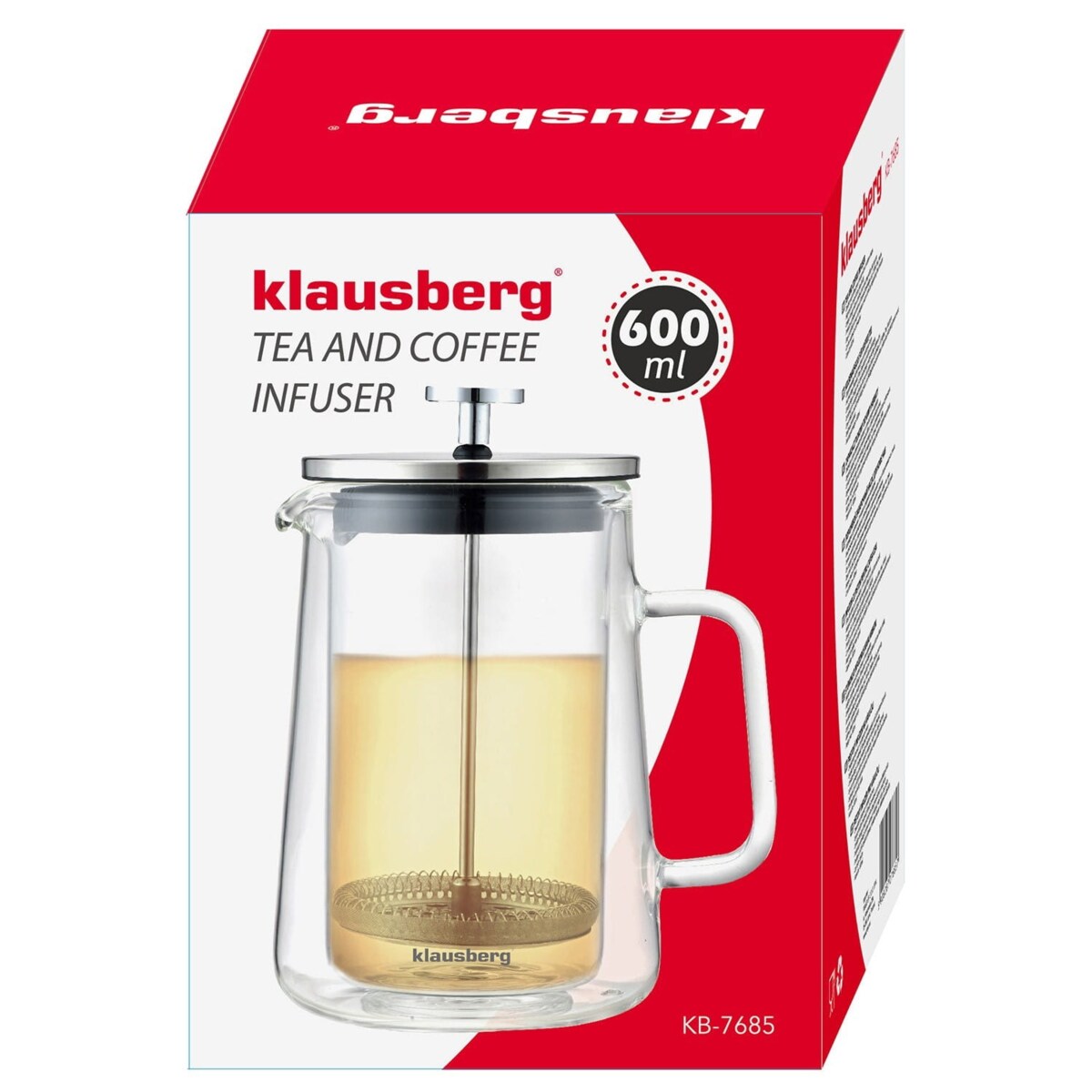 Zaparzacz do kawy herbaty 0.60L French Press srebrny KLAUSBERG