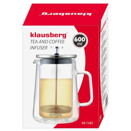 Zaparzacz do kawy herbaty 0.60L French Press srebrny KLAUSBERG