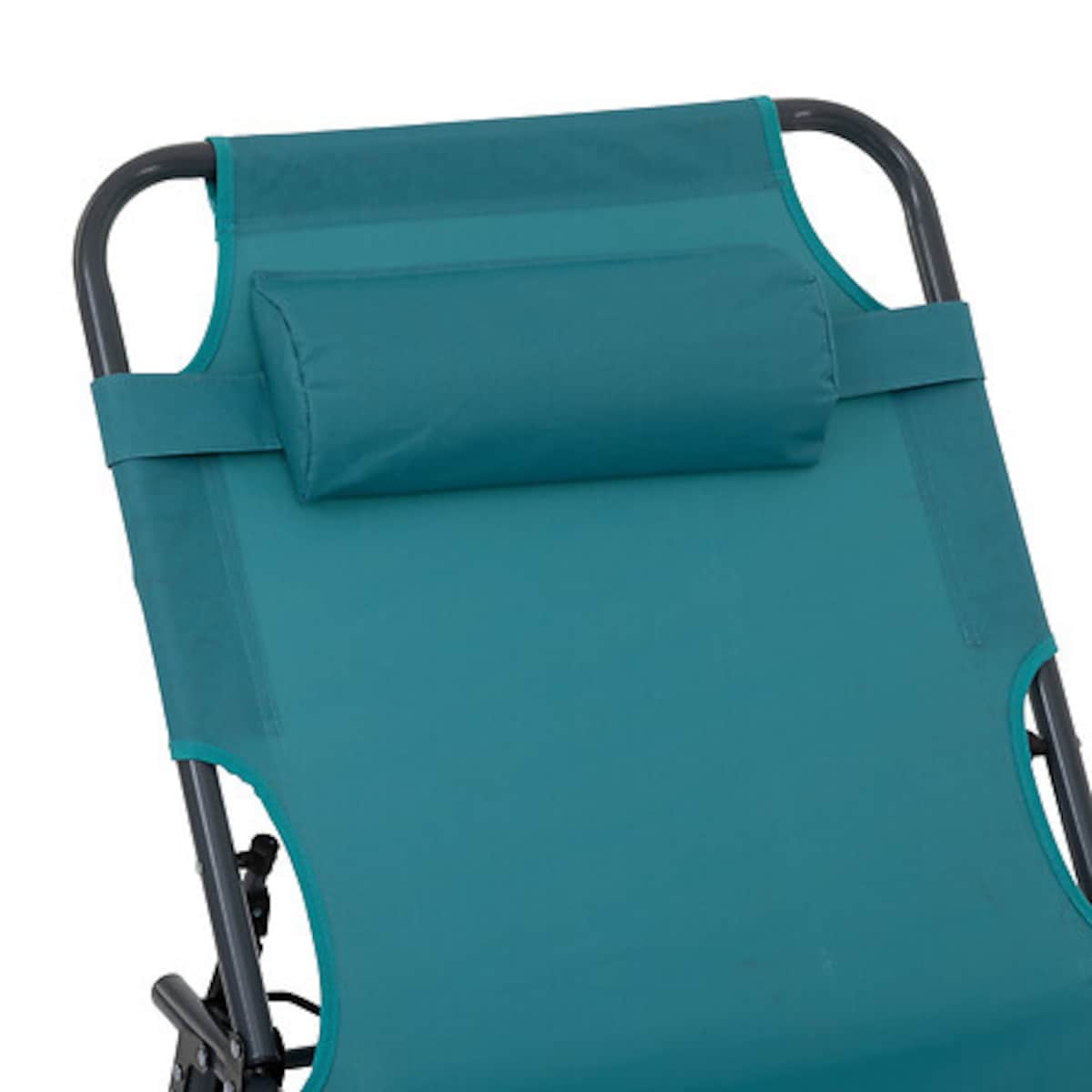 LEŻAK PLAŻOWY Asco niebieski Z PODUSZKĄ składany 3-stopniowy