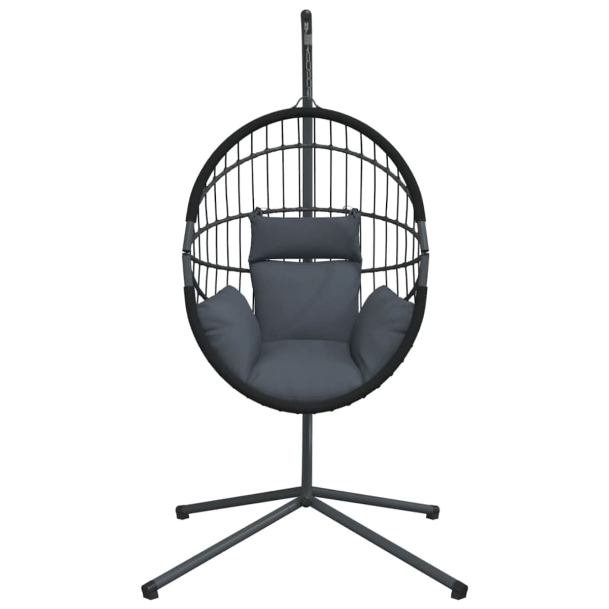 vidaXL Wiszące krzesło kokon ze stojakiem, antracytowe, rattan i stal