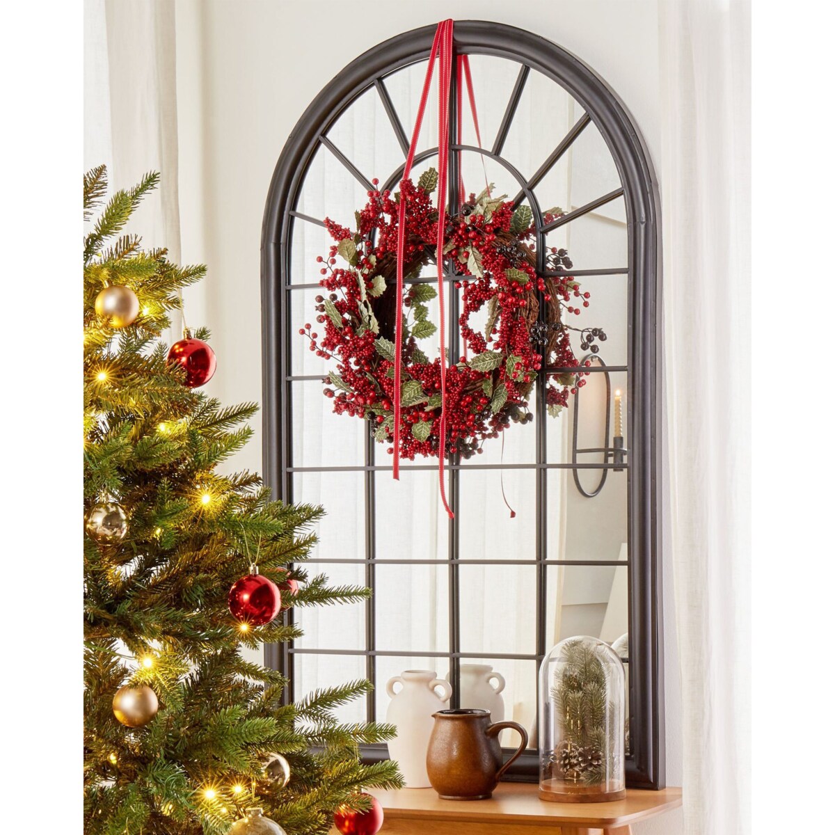 Metalowe lustro ścienne okno 77 x 130 cm czarne TREVOL