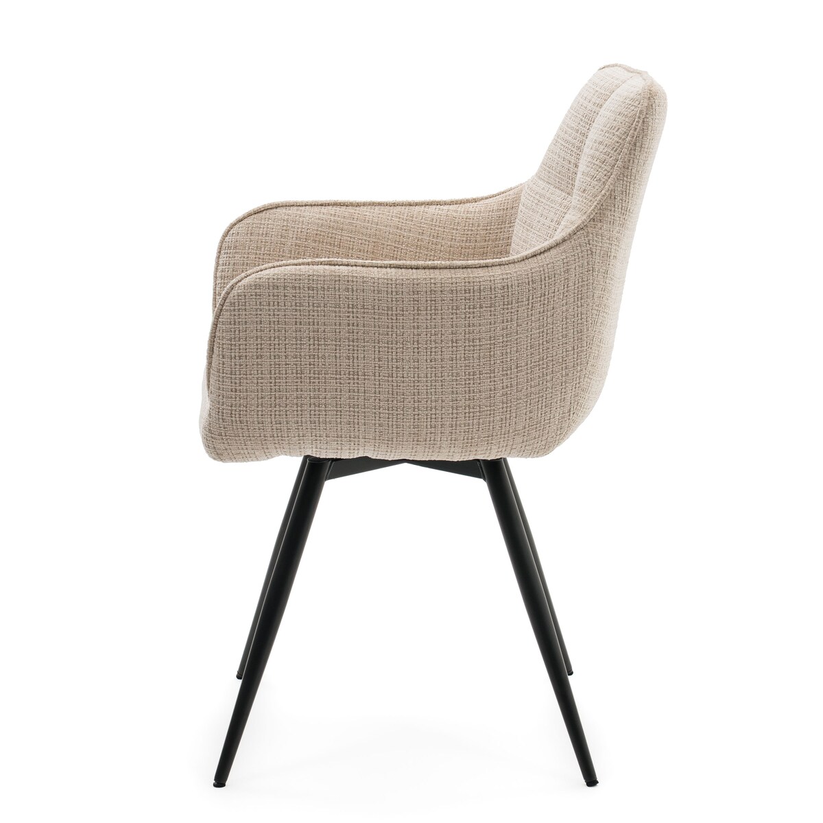 Krzesło tapicerowane obrotowe szenilowe do salonu QUATTRO jasnobeżowe