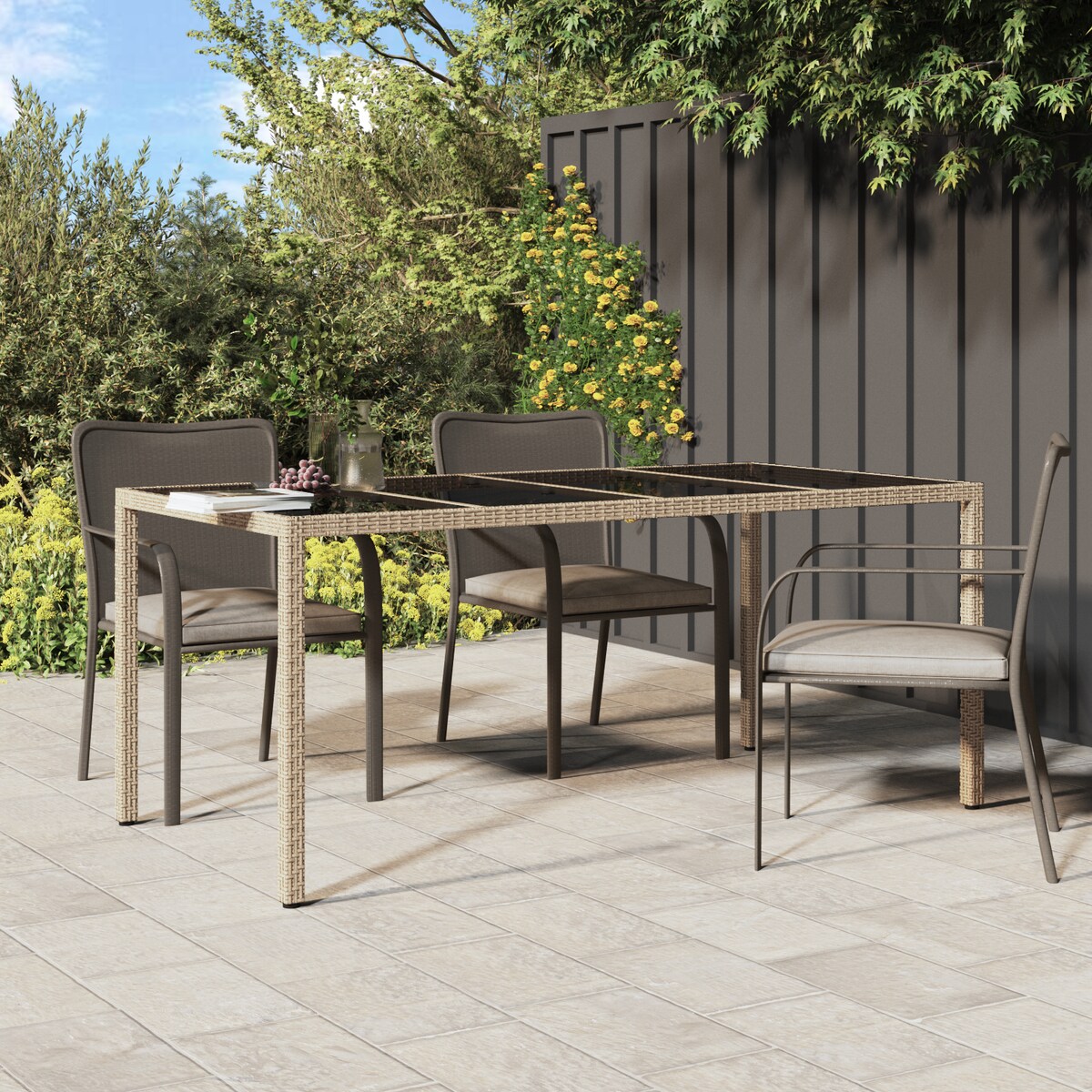 vidaXL Stół Ogrodowy Beżowy 190x90x75 cm Polirattan