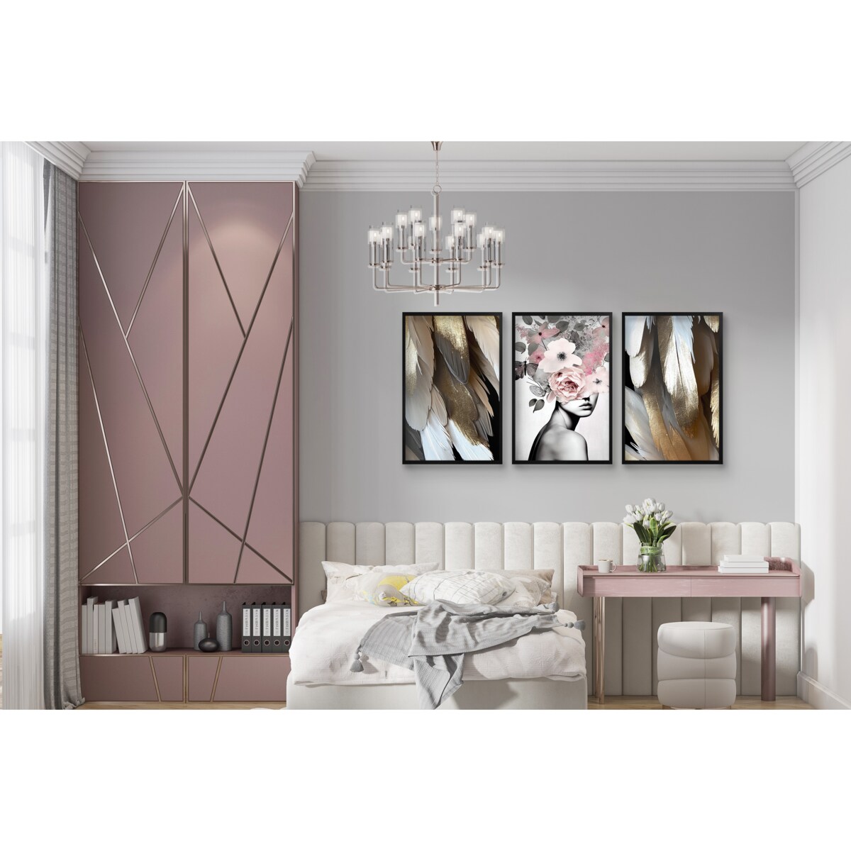 Plakaty Obrazy ścienne Dekoracja do salonu sypialni Glamour Złoto Kobieta