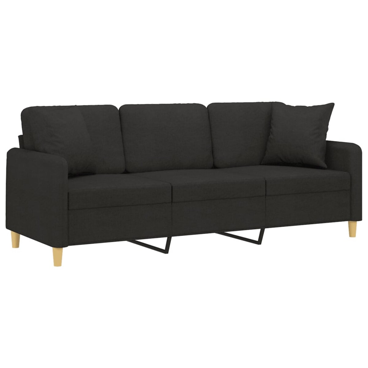 vidaXL 3-osobowa sofa z poduszkami, czarna, 180 cm, tkanina