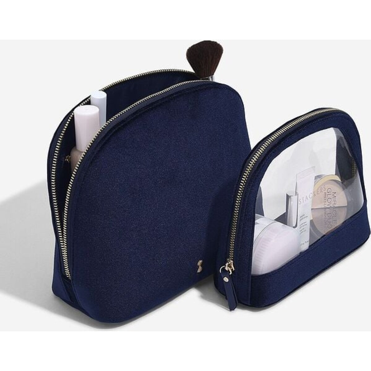 Kosmetyczki Stackers Nested Velvet granatowe 2 szt.