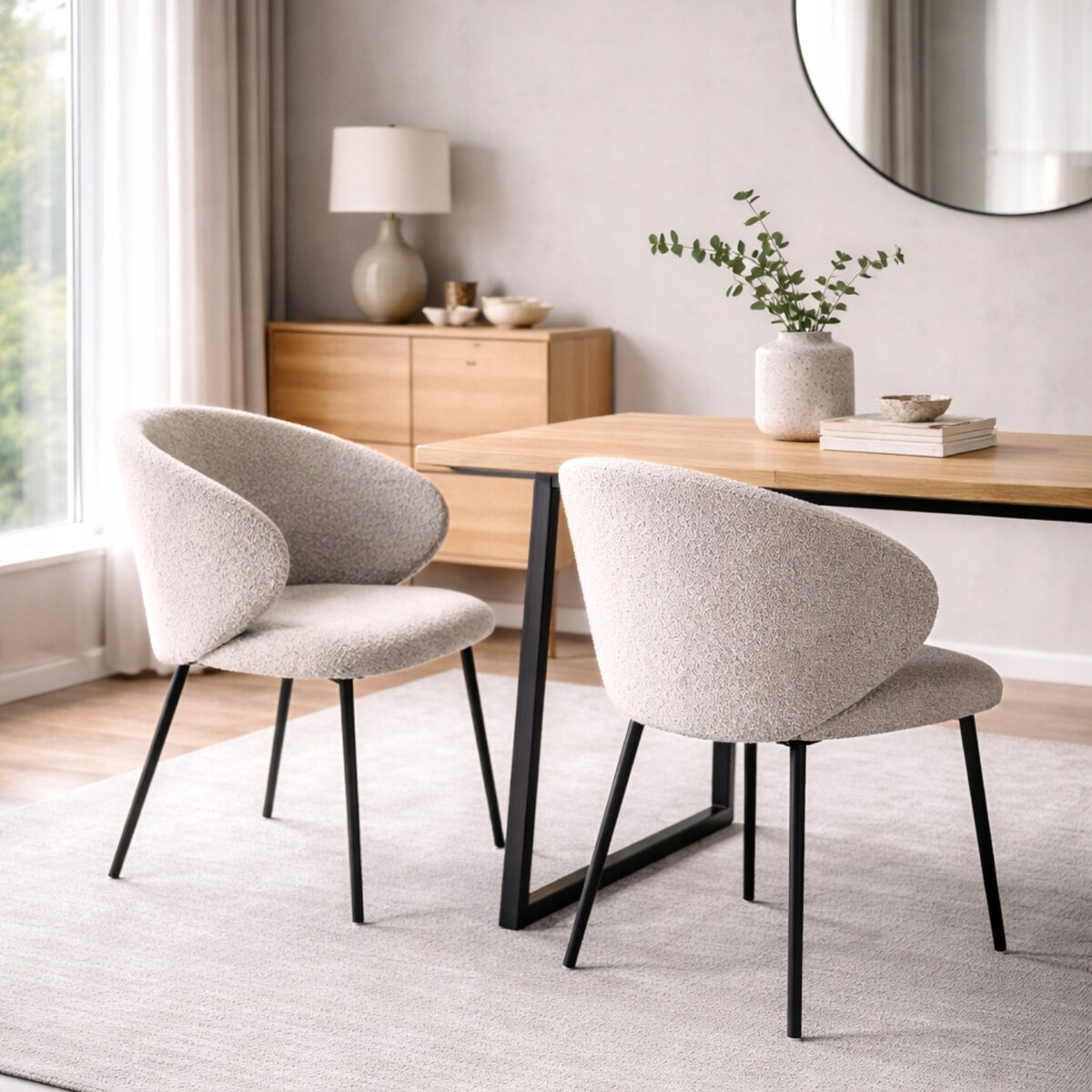 ZESTAW 2 SZTUK Krzesła ZENAR Szaro-Czarne Tapicerowane Nowoczesne Loft