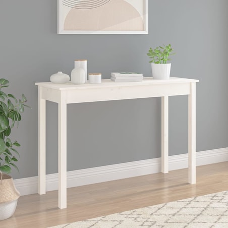 vidaXL Stolik konsolowy, biały, 110x40x75 cm, lite drewno sosnowe