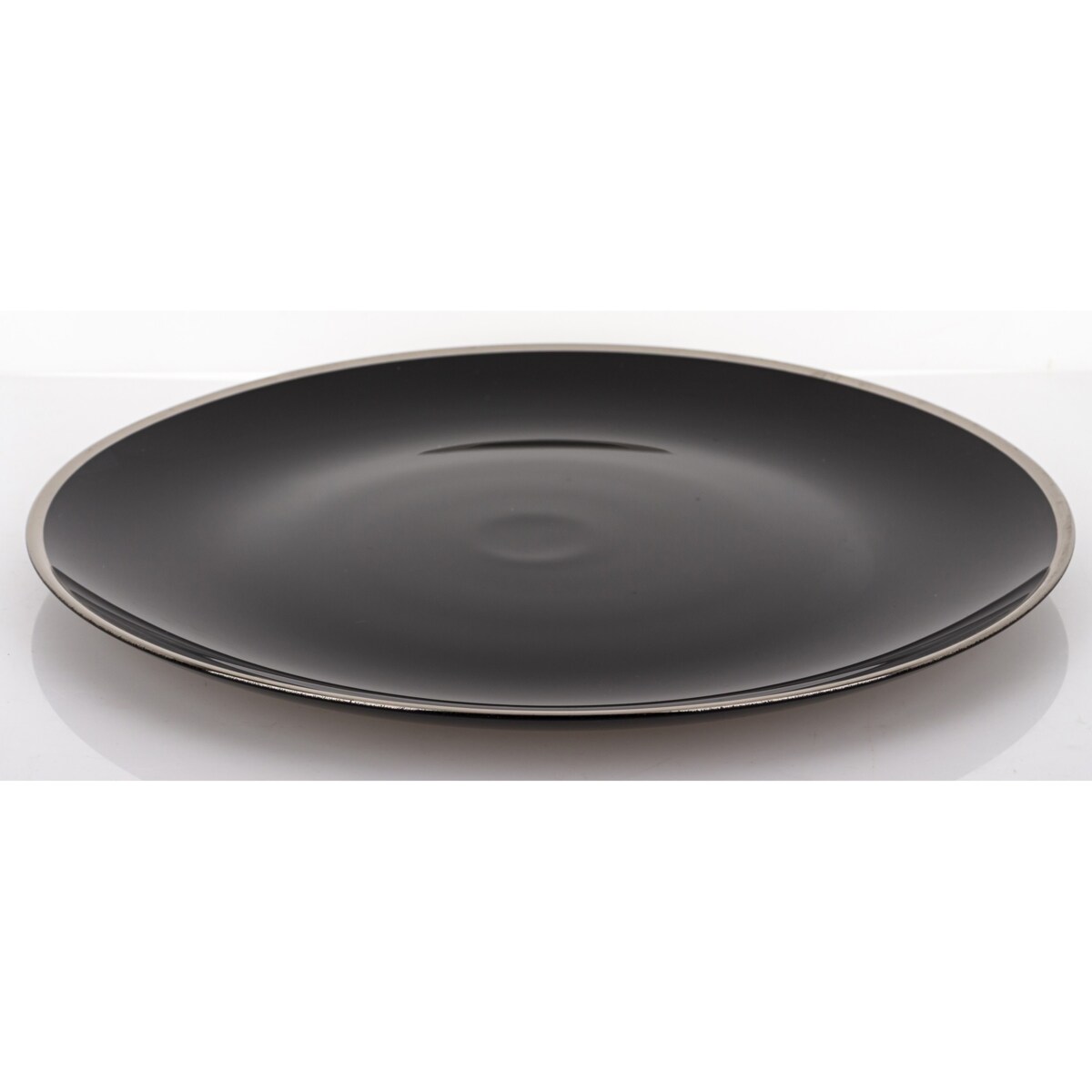 Podstawka dekoracyjna pod talerz, Ø 33x2 cm PULVINAR-4 czarna ze srebrnym obrzeżem