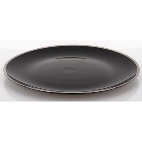 Podstawka dekoracyjna pod talerz, Ø 33x2 cm PULVINAR-4 czarna ze srebrnym obrzeżem