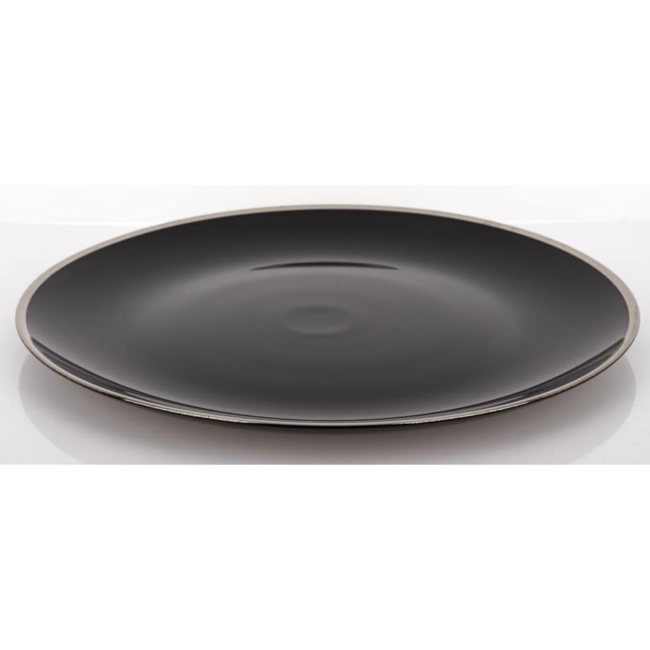 Podstawka dekoracyjna pod talerz, Ø 33x2 cm PULVINAR-4 czarna ze srebrnym obrzeżem