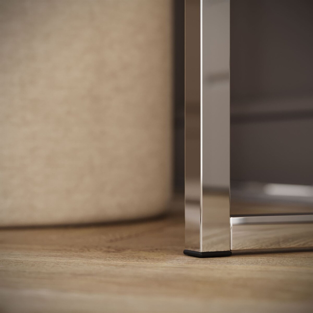 Toaletka BLANCO GLAMOUR KASZMIR na chromowanym stelażu z lustrem LED, uchwyt biały kryształ