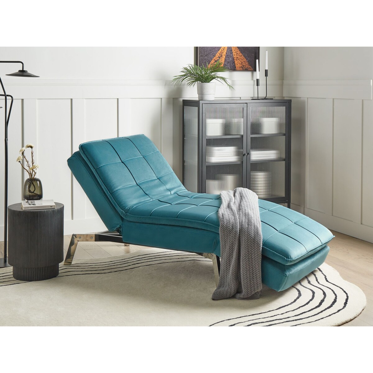 Szezlong LOIRET Welur Lazurowy