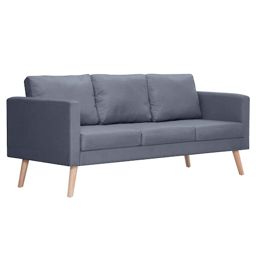 vidaXL Sofa 3-osobowa, materiałowa, ciemnoszara