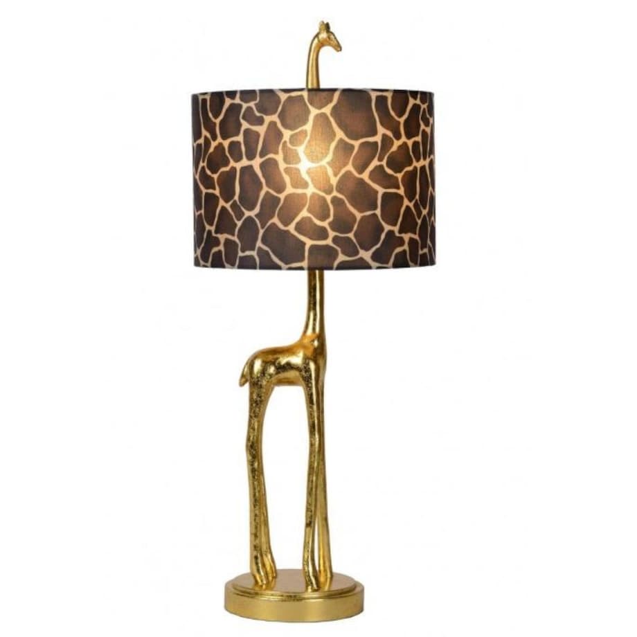 Abażurowa LAMPA stołowa EXTRAVAGANZA MISS TALL 10506/81/02 Lucide stojąca LAMPKA żyrafa cętki złote brązowe