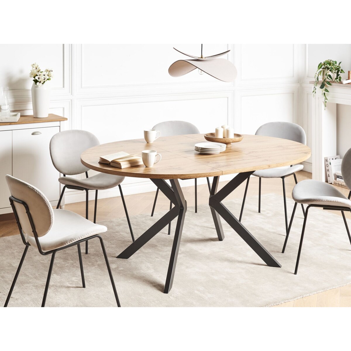 Stół do jadalni rozkładany CARLEA Jasnobrązowy 120/160 cm 120 cm