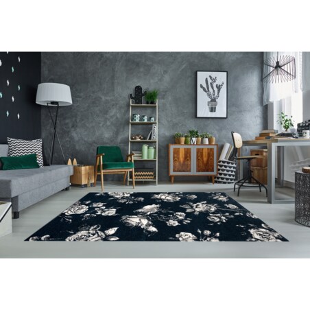 Dywan GNAB 60642734 Kwiaty róże granat / 140x200 cm