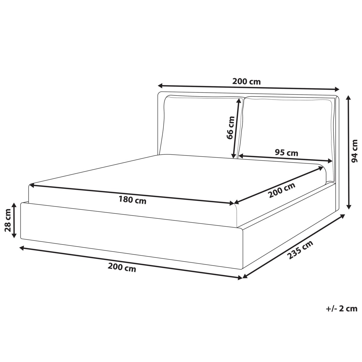 Łóżko BAJONNA 180 x 200 cm Jasnobeżowy