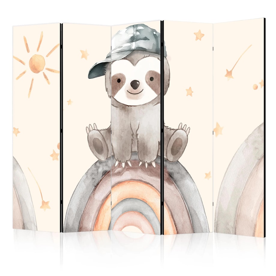 Parawan jednostronny Dla dzieci 225x172 cm 5-częściowy biały