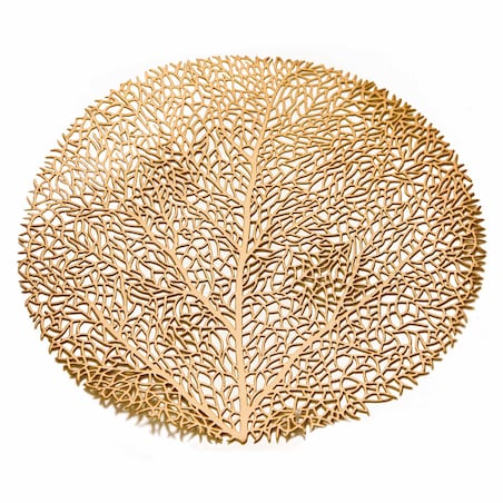 Podkładka Ażurowa Na Stół Mata Stołowa Pod Talerz Ozdoba 38 Cm Drzewo Pvc Miedziana