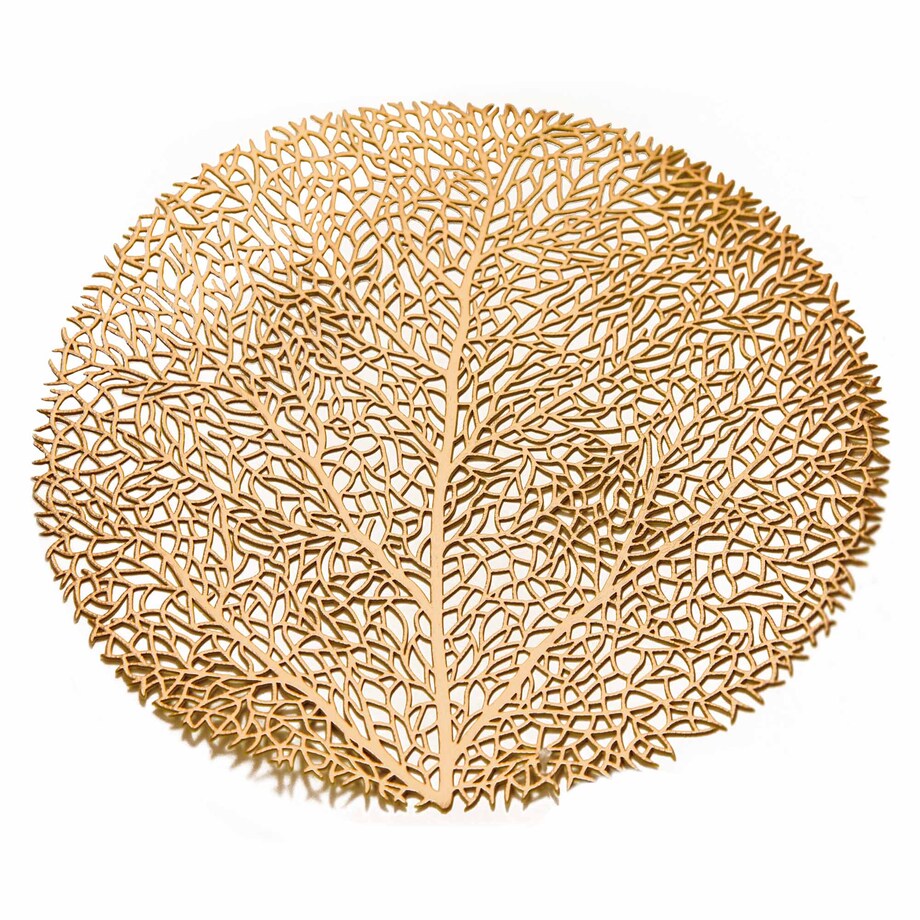Podkładka Ażurowa Na Stół Mata Stołowa Pod Talerz Ozdoba 38 Cm Drzewo Pvc Miedziana