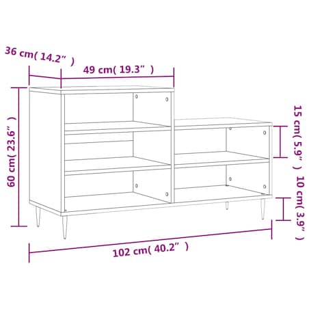 vidaXL Szafka na buty, czarna, 102x36x60 cm, materiał drewnopochodny
