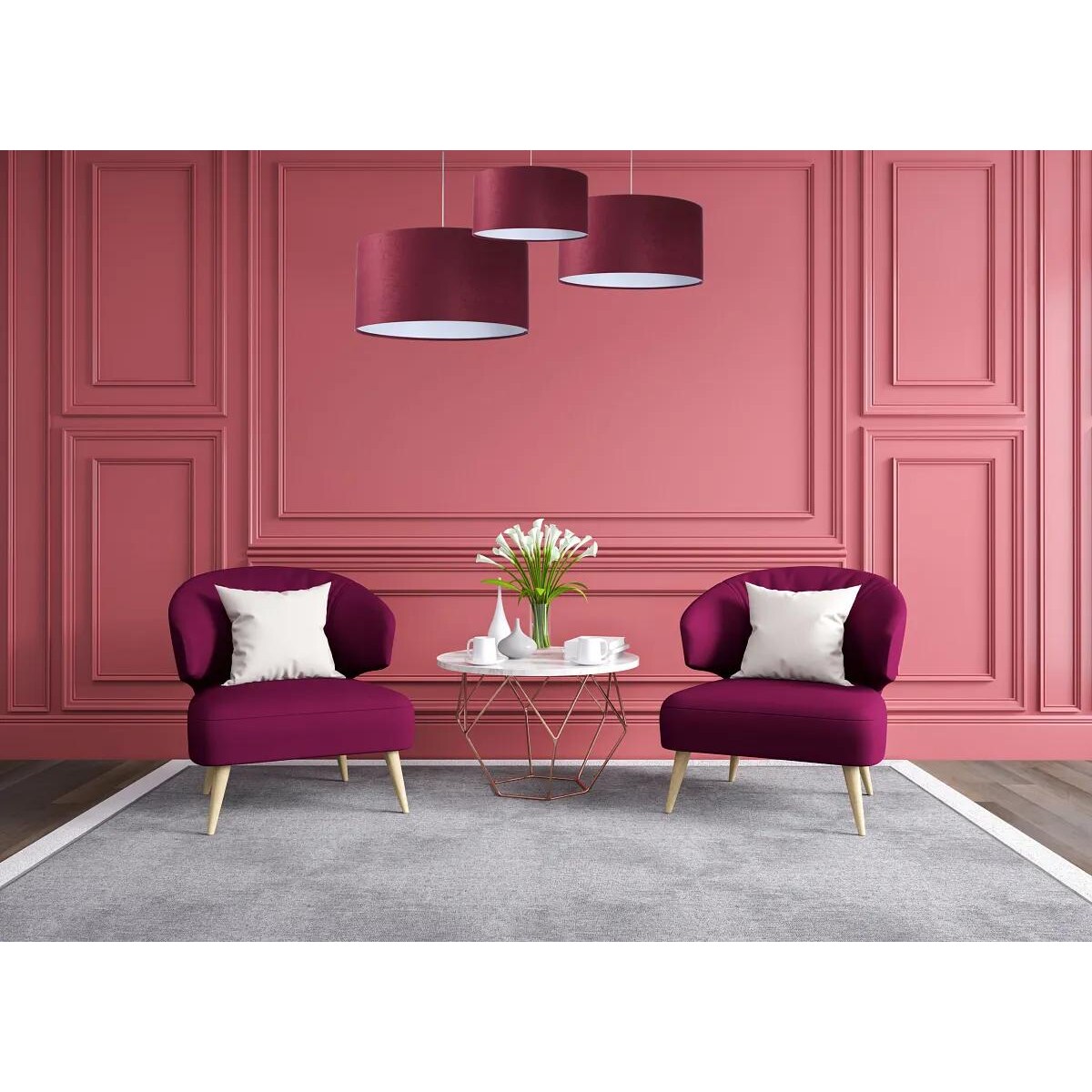 Lampa wisząca HOME 60 bordowa/biała