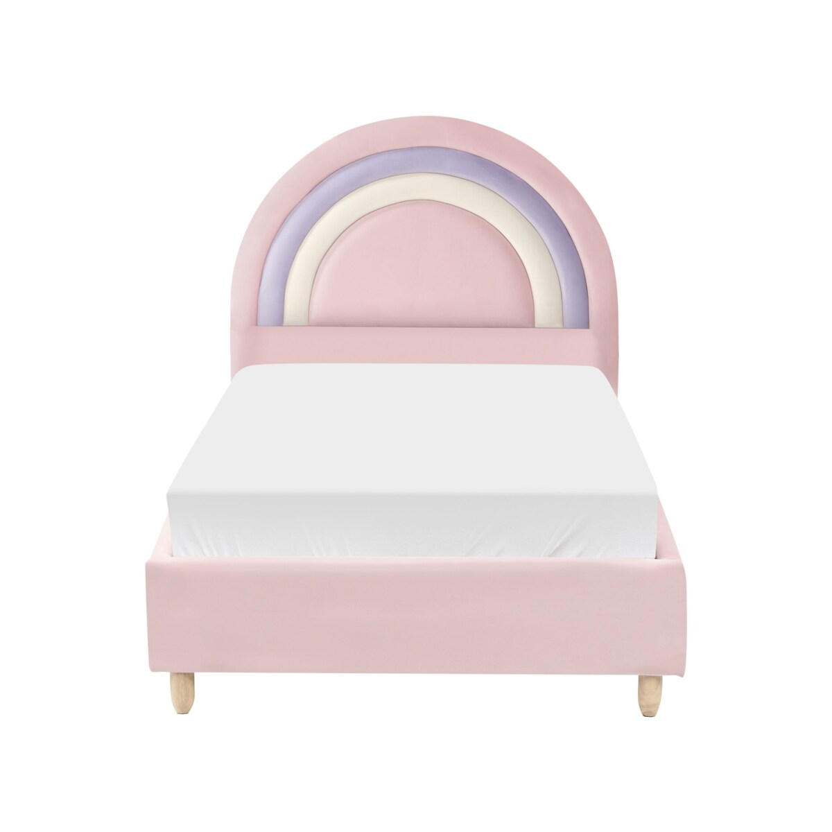 Łóżko dziecięce Tęcza Welur LANDEILLAU 90 x 200 cm Różowy