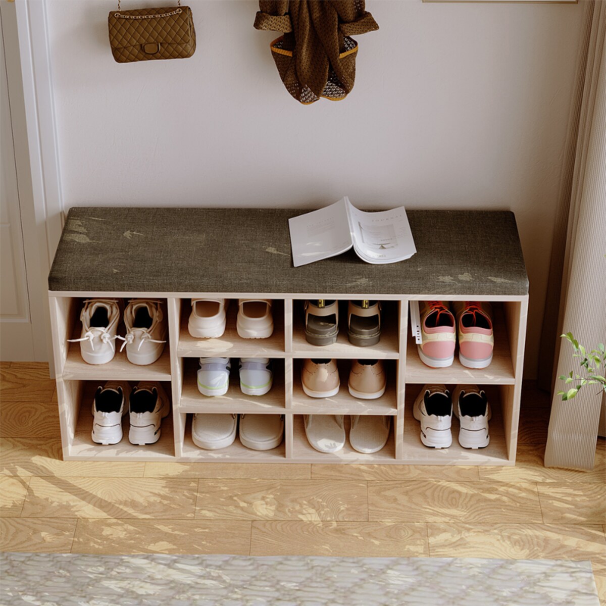 Szafka na buty z siedziskiem nowoczesna dąb sonoma 104 cm