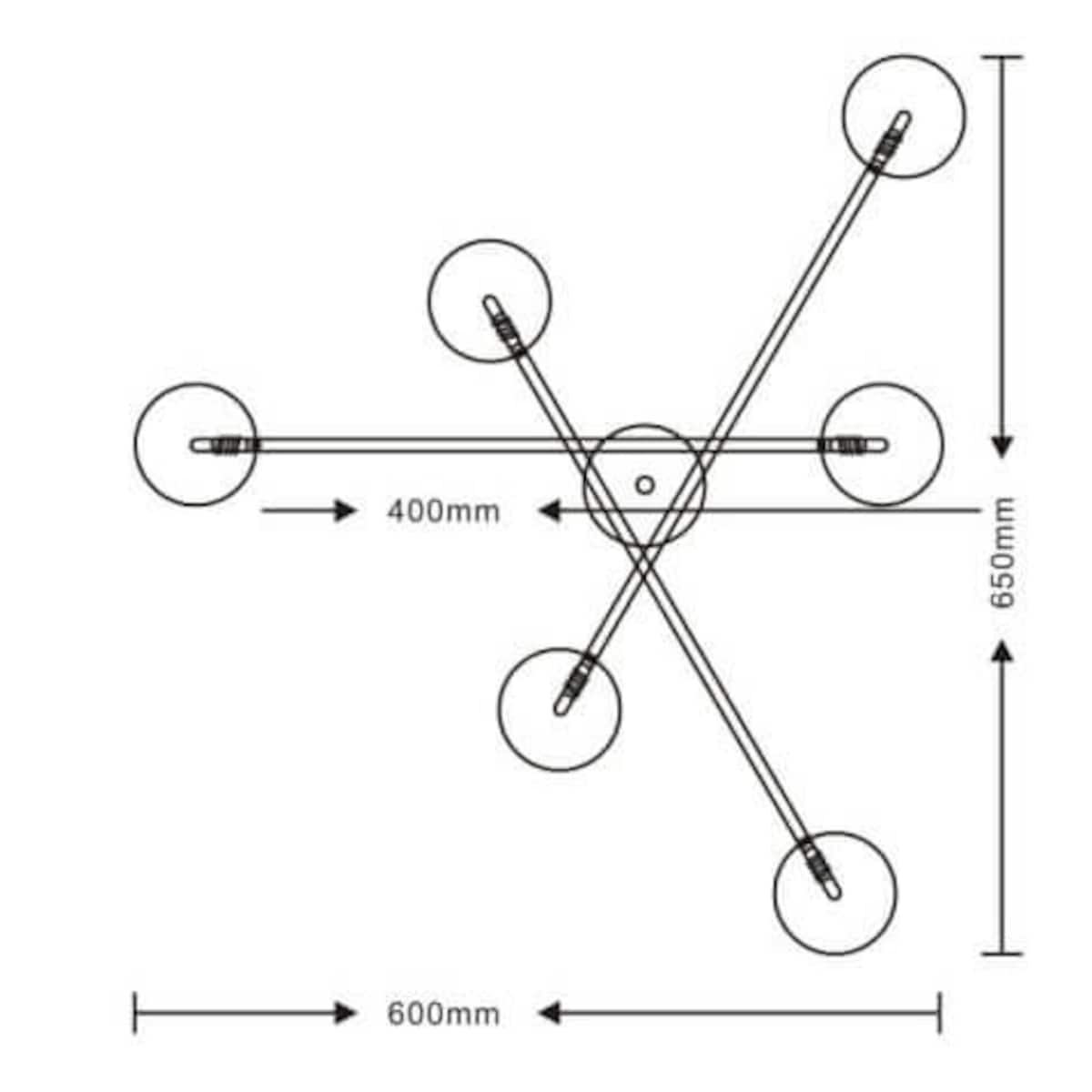 Loftowa lampa sufitowa Dorado LP-002/6C szklane kule molekuły złote białe