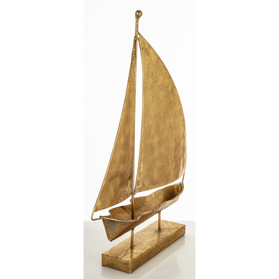Dekoracja - złota żaglówka 43x31x6 cm KURUN z 2 żaglami